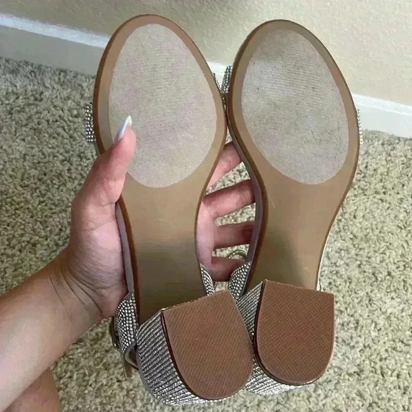 Steve Madden Silver Block Heel Sandals - Picture 7 of 7